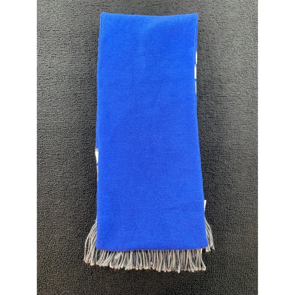 Holloway‎ Comeback Scarf Royal Blue Gray White Stripe Letter C Rib Knit Fringe - Picture 3 of 4